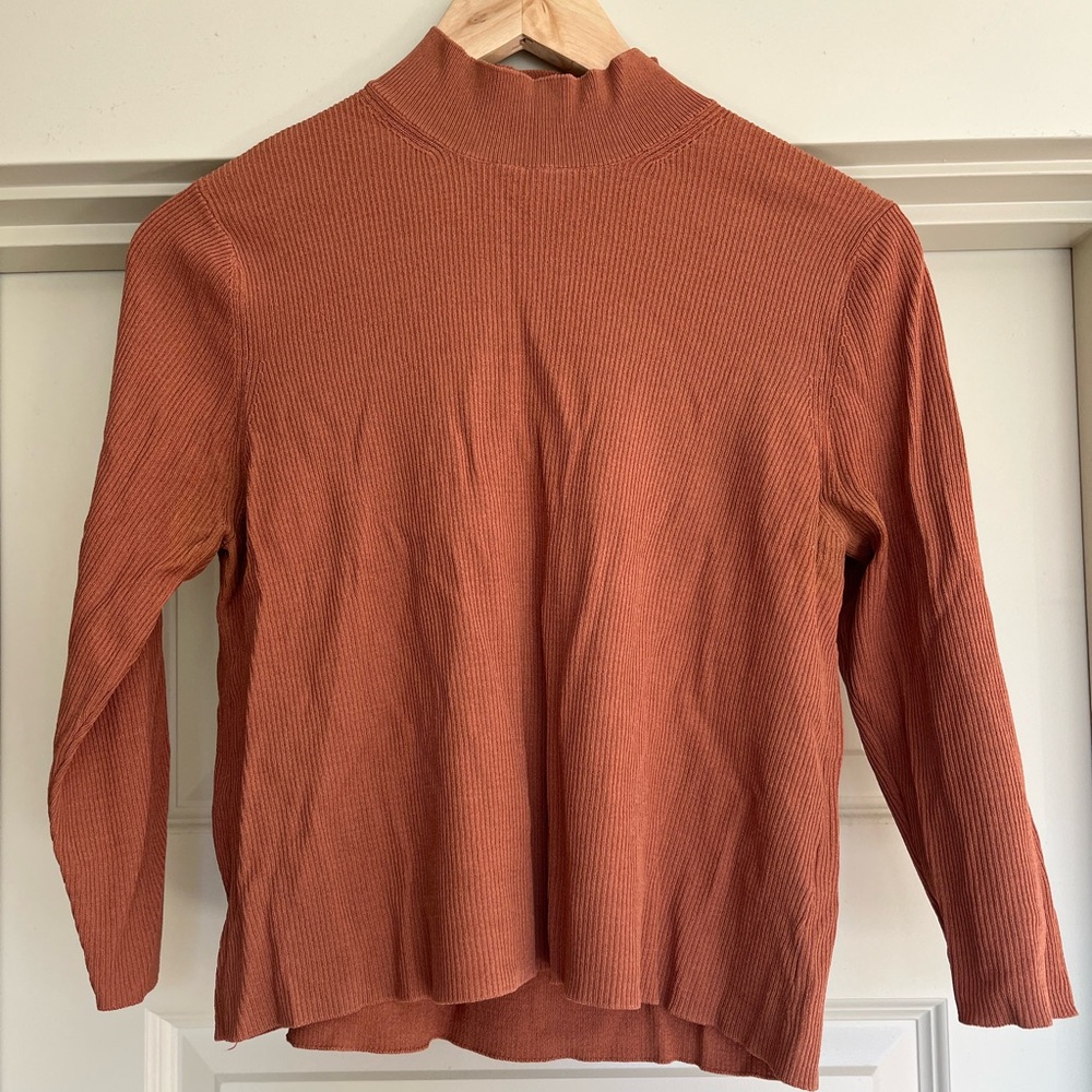 ASOS Tobacco Ribbed Mock Neck Top